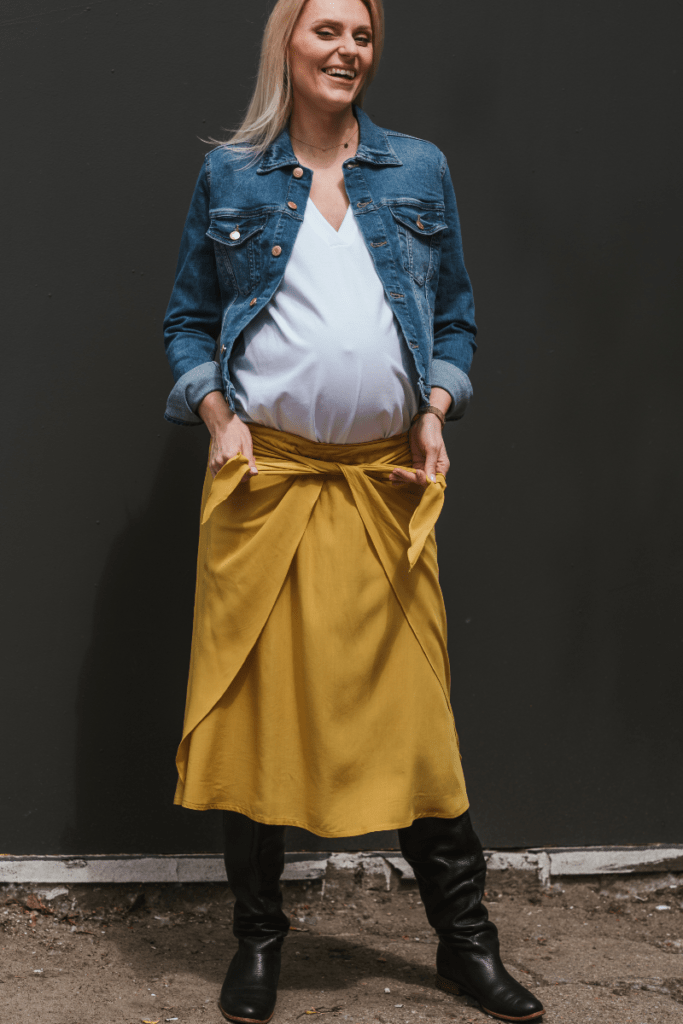 SPÓDNICA ciążowa BALANCE z wiązaniem - żółty