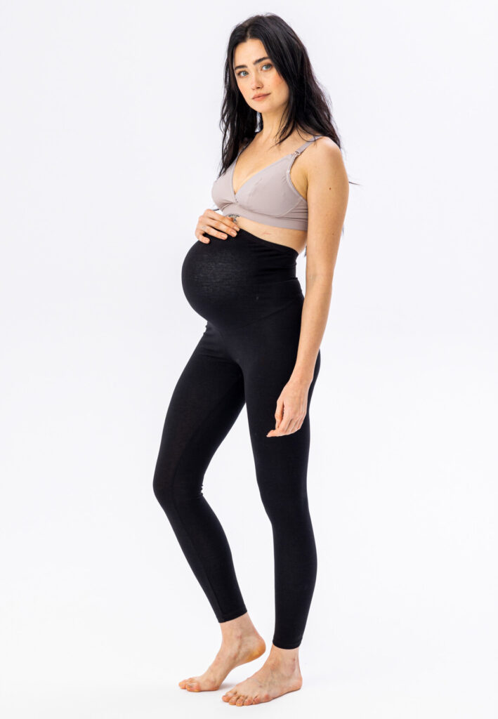LEGGINSY ciążowe z wysokim pasem - czarne